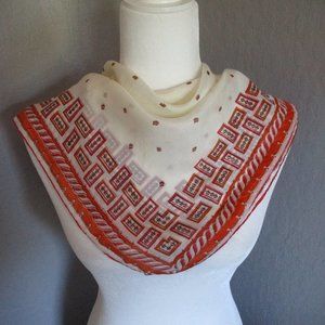 Cream & orange 1950s scarf